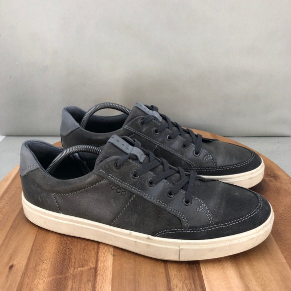 Ecco Soft 7 Gray Leather Sneakers Mens Size 11.5 / 45 Casual Walking Shoes - Picture 1 of 8